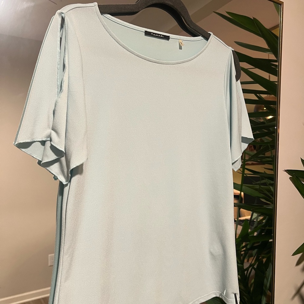 Tahari Soft Blue Short Sleeve Top